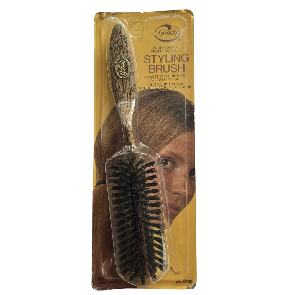 Vintage Goody Professional Styling‎ Brush Hi-Lo Nylon Bristles Thumb Grip